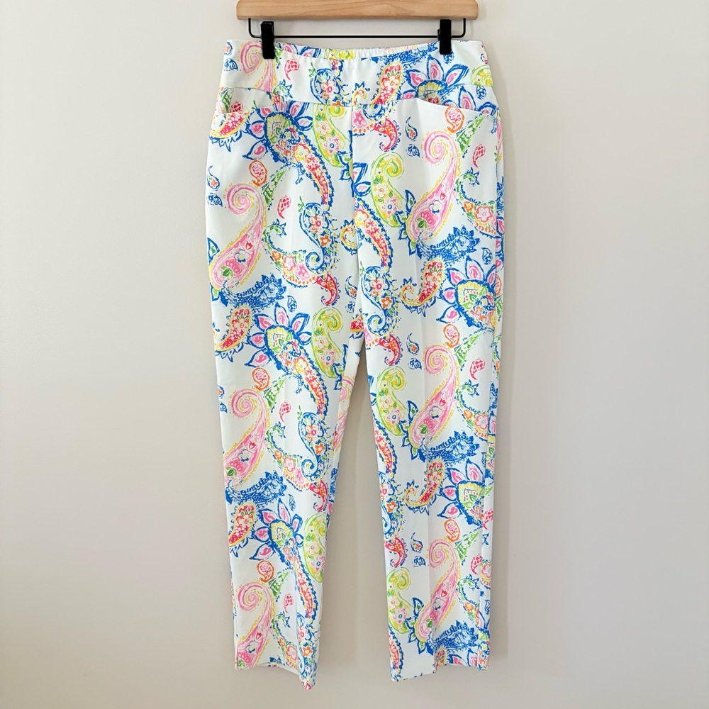 IBKUL Sharon White Multi Paisley Golf Ankle Pants Size 10 - Picture 10 of 10